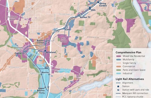 Map of Southwest Corridor Equity Development Strategy and Transit Planning