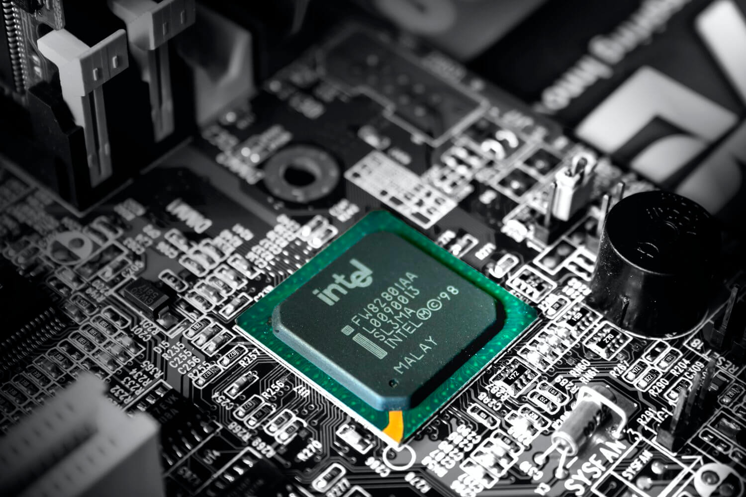 Stock image of Intel microchip