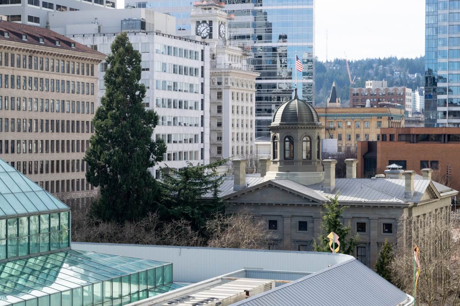 View of Pioneer Square Courthouse in Portland, Oregon