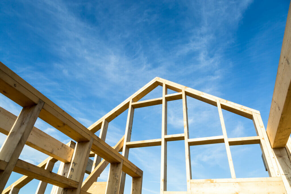 Construction framing of a house